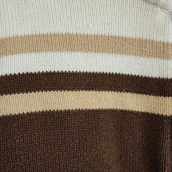 St John's Bay Striped Sweater Size Large Brown Cream - Picture 5 of 14